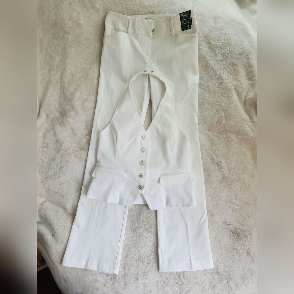 NYC 5th Avenue collection set halter vest sz 0 & pants sz 6 white NWT